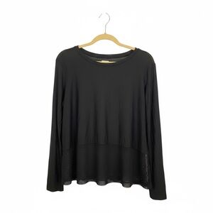 Beach Riot Black Mesh Hem Long Sleeve Top